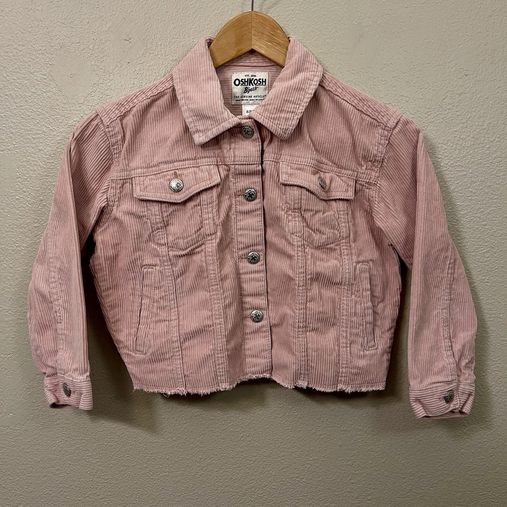 Oshkosh B'Gosh‎ Pink Corduroy Jacket Oversized Cropped Snap Closure Kid's Size 8